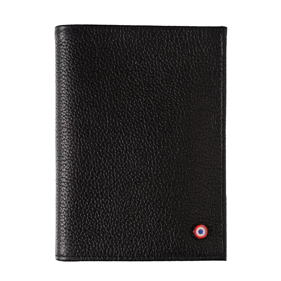 Albert Grained Leather Large Wallet Black is black