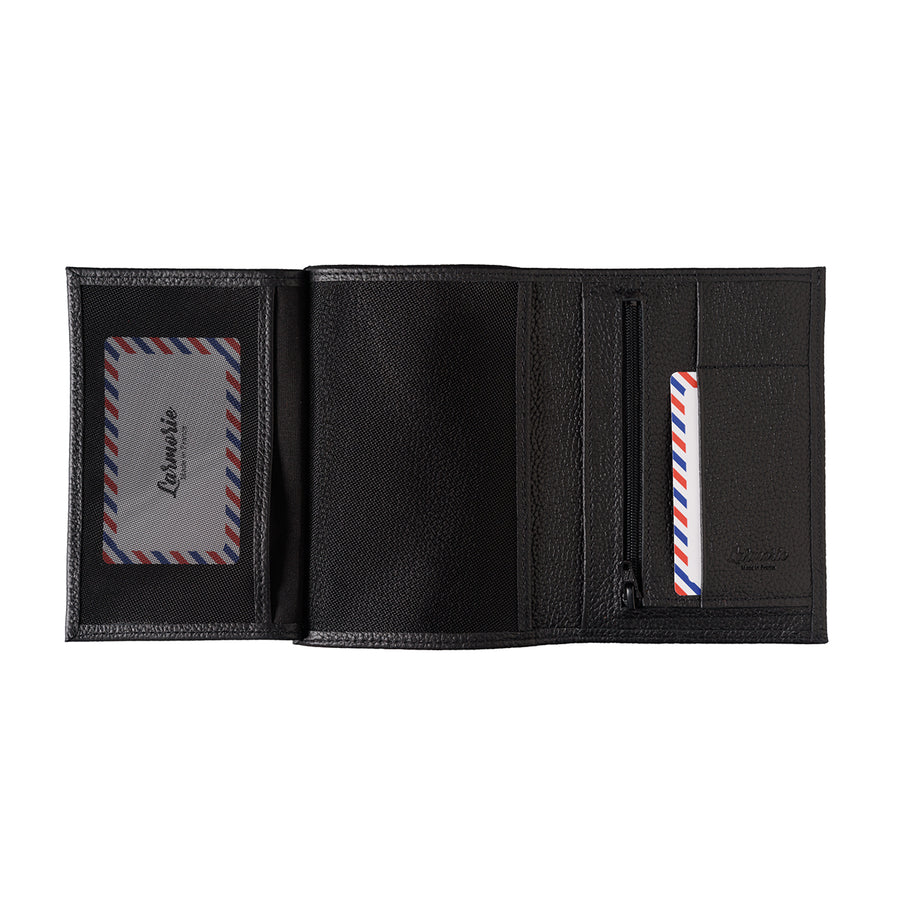 Albert Grained Leather Large Wallet Black It's Black Personalized