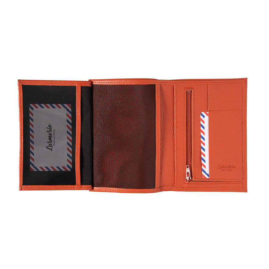 Albert Grained Leather Large Personalized Bohemian Coral Wallet