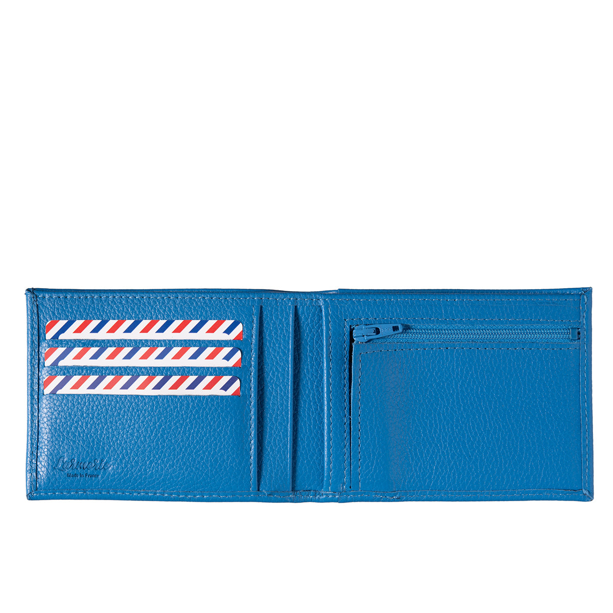 ARTHUR 2.0 Grained Leather Italian Wallet Sky Blue Personalized