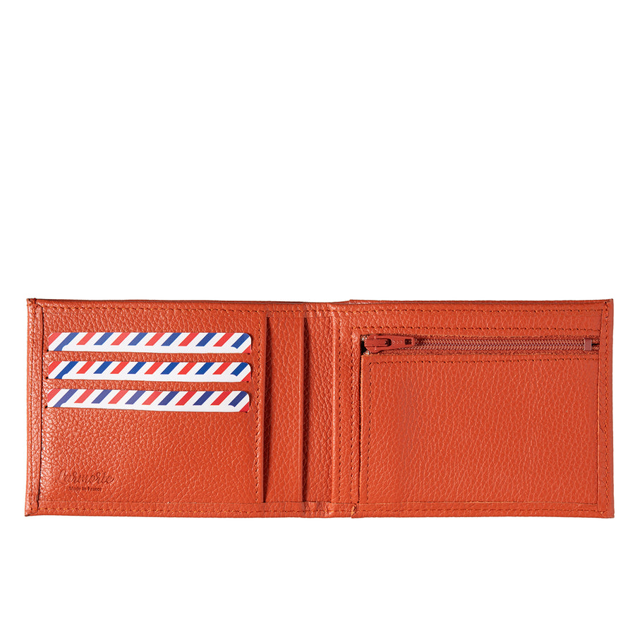 ARTHUR 2.0 Grained Leather Italian Wallet Coral Bohemian Personalized