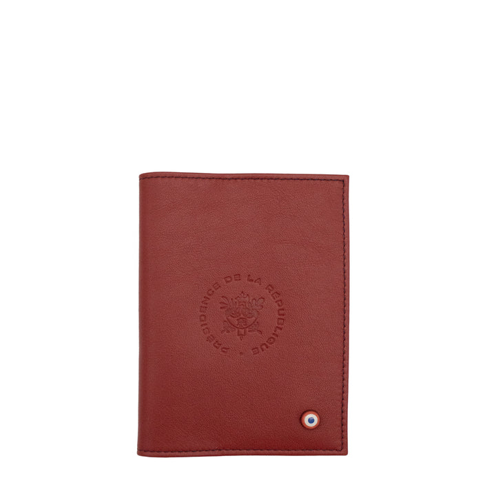 LOUIS - For the Élysée passport holder Smooth leather Red Vine Personalized