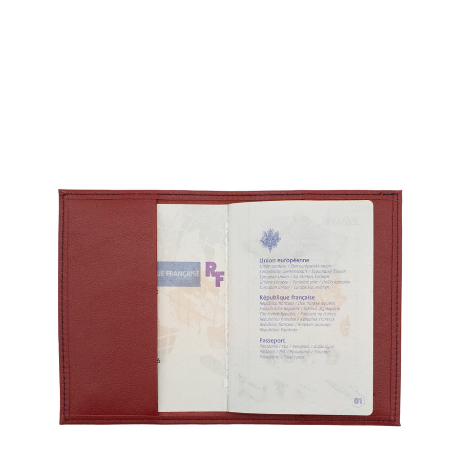 LOUIS - For the Élysée passport holder Smooth leather Red Vine Personalized