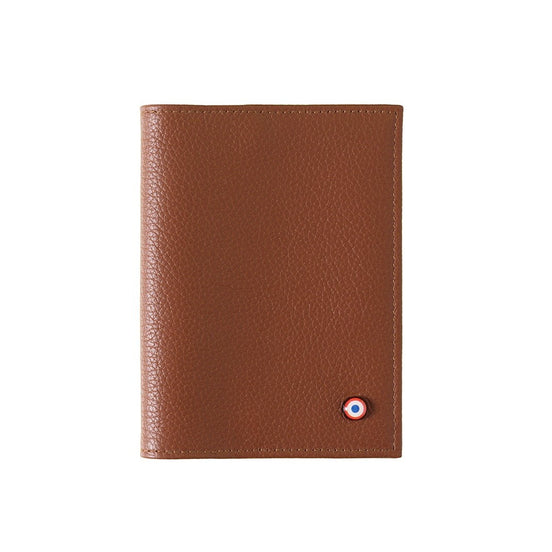 Louis Grained Leather Passport Holder Blue Sky