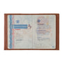 Louis Grained Leather Passport Holder Blue Sky