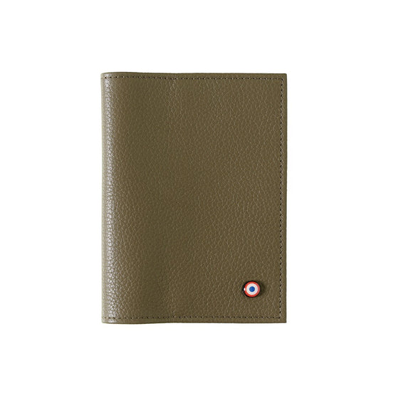 Louis Grained Leather Passport Holder Blue Sky