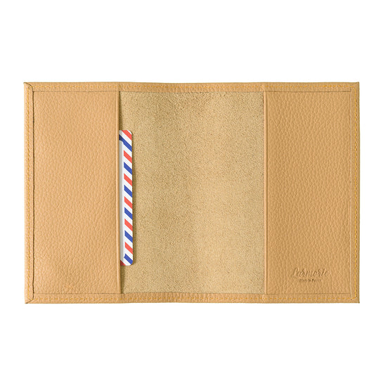 Louis Grained Leather Passport Holder Blue Sky
