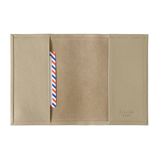 Louis Grained Leather Passport Holder Blue Sky