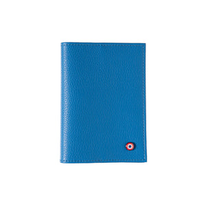 Louis Grained Leather Passport Holder Blue Sky