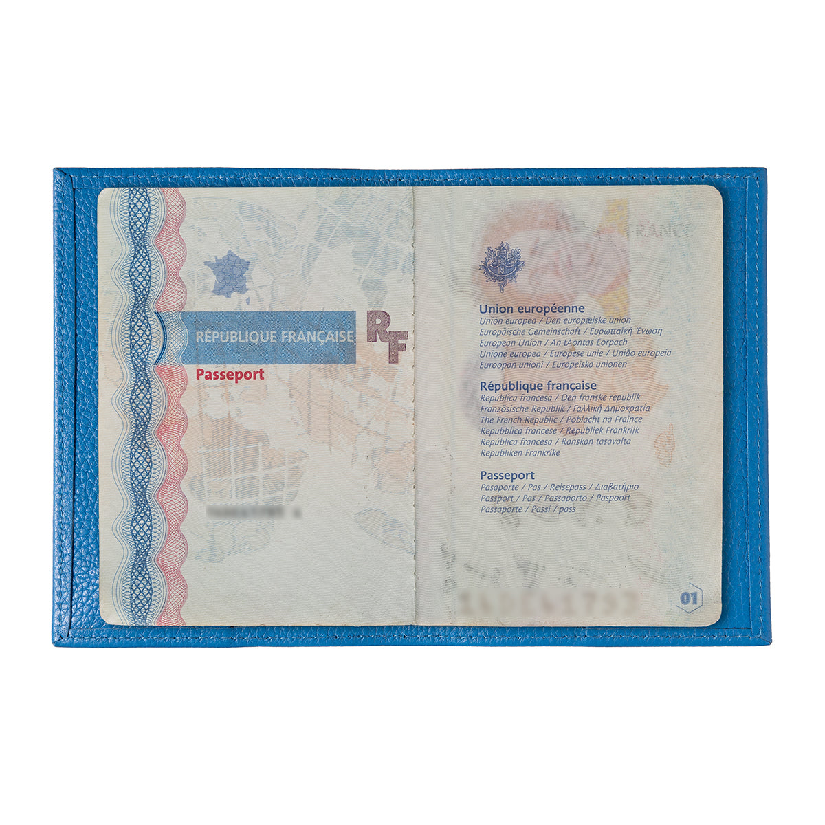 Louis Grained Leather Personalized Blue Sky Passport Holder