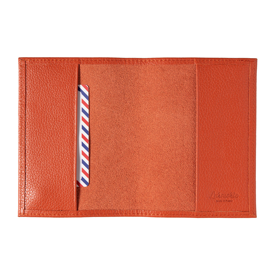 Louis Grained Leather Passport Holder Coral Bohemian