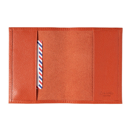 Louis Cuir Grainé Porte Passeport Corail Bohème Personnalisé