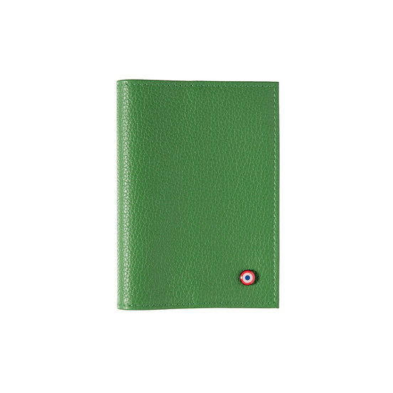 Louis Grained Leather Passport Holder Meadow Green Personalized