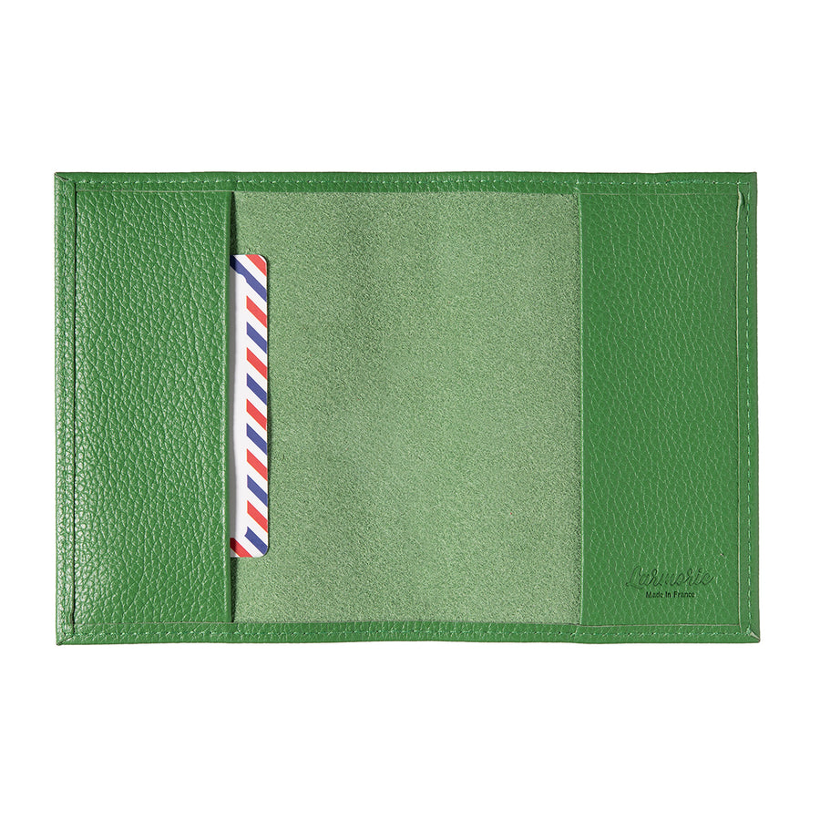 Louis Grained Leather Passport Holder Meadow Green Personalized