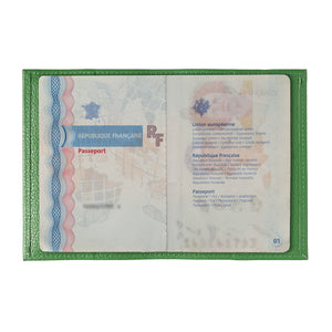 Louis Grained Leather Passport Holder Meadow Green Personalized