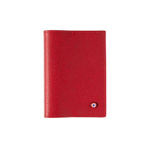 Louis Grained Leather Passport Holder Ruby Red