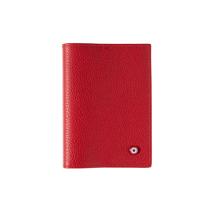 Louis Grained Leather Passport Holder Ruby Red Personalized