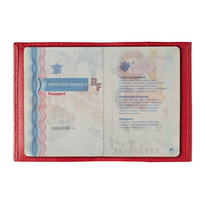 Louis Grained Leather Passport Holder Ruby Red