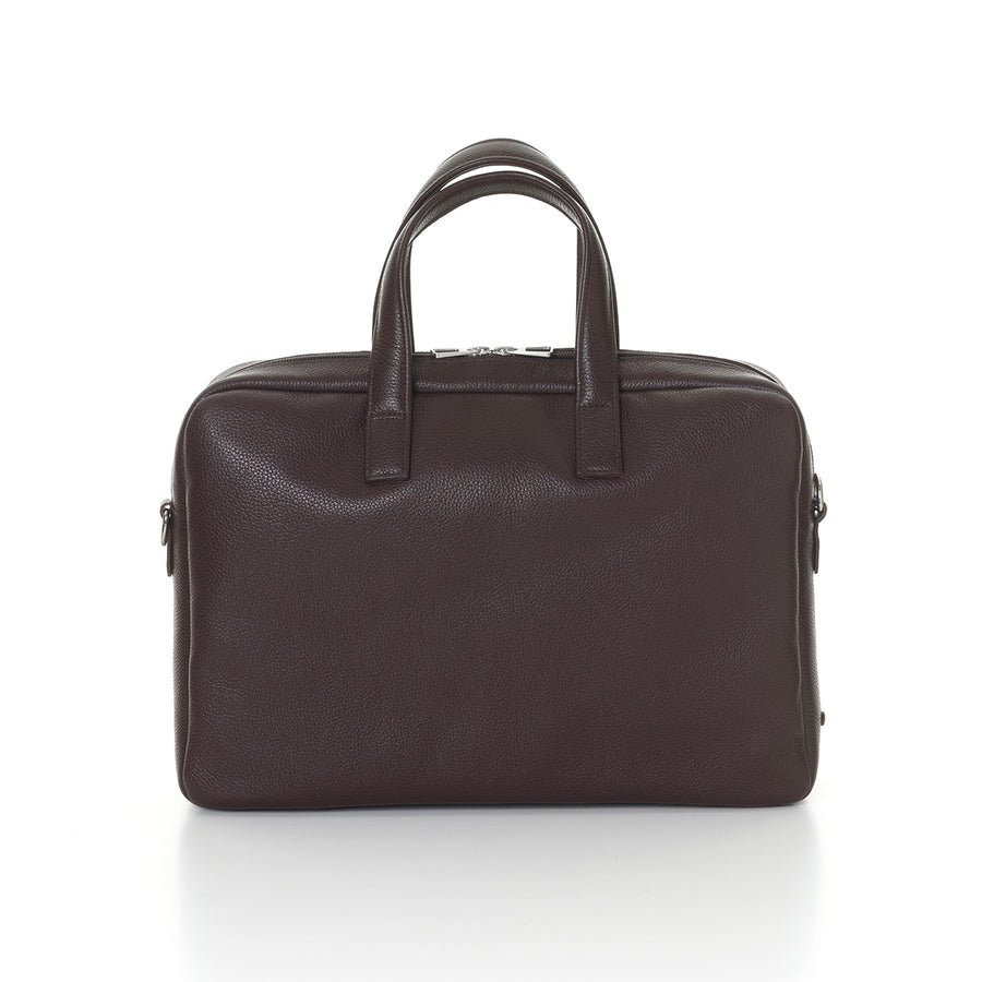 Antoine Grained Leather Briefcase Burnished Earth