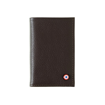 René Cuir Grainé porte-cartes RFID Terre Brunie Personnalisé