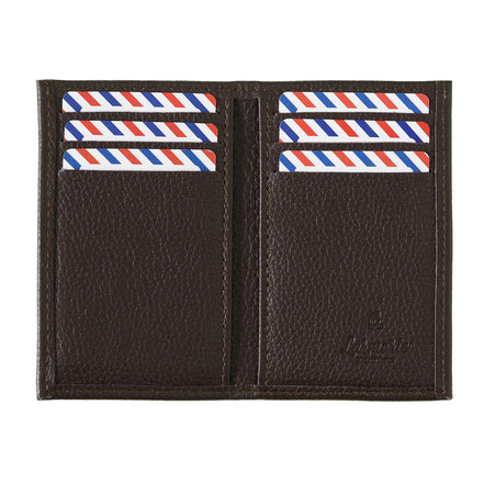 René Cuir Grainé porte-cartes RFID Terre Brunie Personnalisé