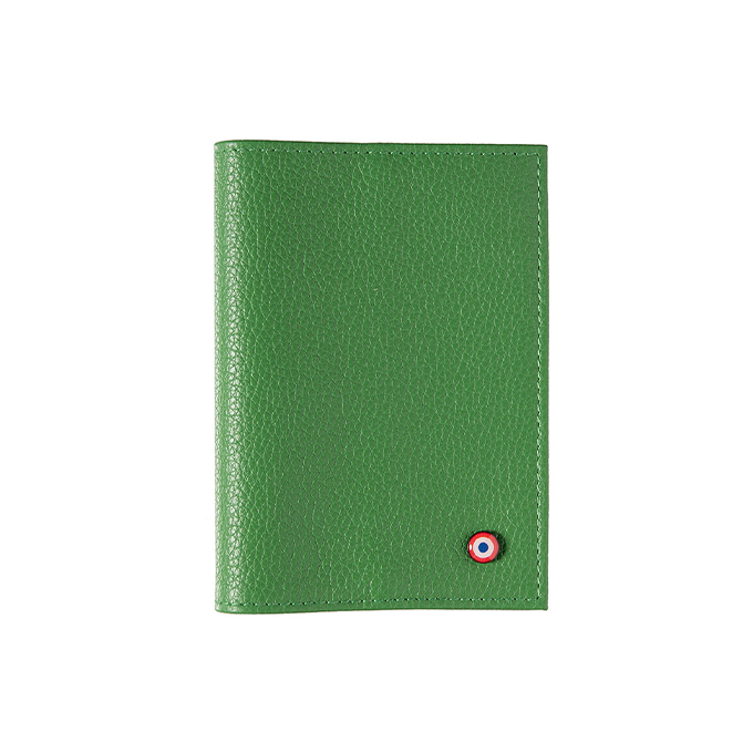 Louis Grained Leather Passport Holder Meadow Green