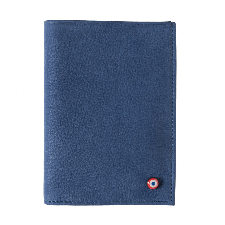 Albert Cuir Nubuck Grand portefeuille Mer Indigo personnalisé