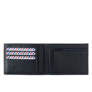 portefeuille italien simplifié homme, en cuir grainé bleue foncé. Avec 7 rangements pour cartes, rangement pour pièce de monnaie et billet. Egalement disponible en cuir de vachette, lisse, nubuck et vintage. L'Armorie, spécialisée dans l'accessoire pour homme, artisanal et 100% Made in France.