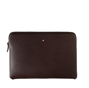 Pochette d'Ordinateur Gabriel Cuir Grainé Terre Brunie Personnalisée