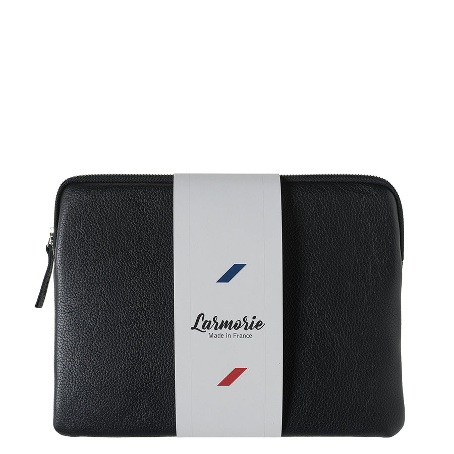 Guillaume Ipad Pouch Black Grained Leather C’est Noir 