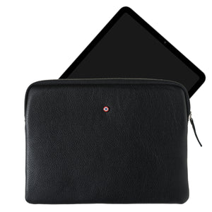 Guillaume Ipad Pouch Black Grained Leather C’est Noir 