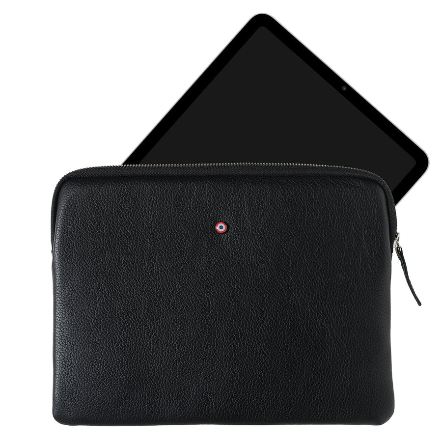 Guillaume Ipad pouch in black grained leather It’s Black Personalized 