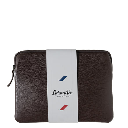 Guillaume Ipad pouch Grained Earth Burnished leather 