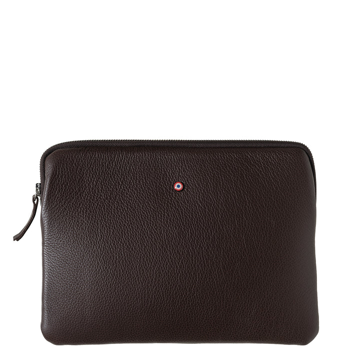 Guillaume Ipad pouch Grained Earth Burnished leather 