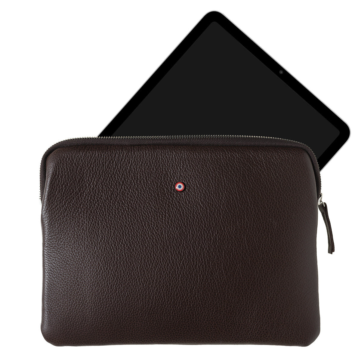 Guillaume Ipad pouch Grained Earth Burnished leather 