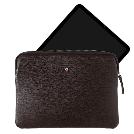 Guillaume Ipad pouch Grained Earth Burnished leather 
