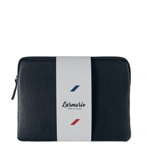 Guillaume Ipad pouch in Blue Moon grained leather 