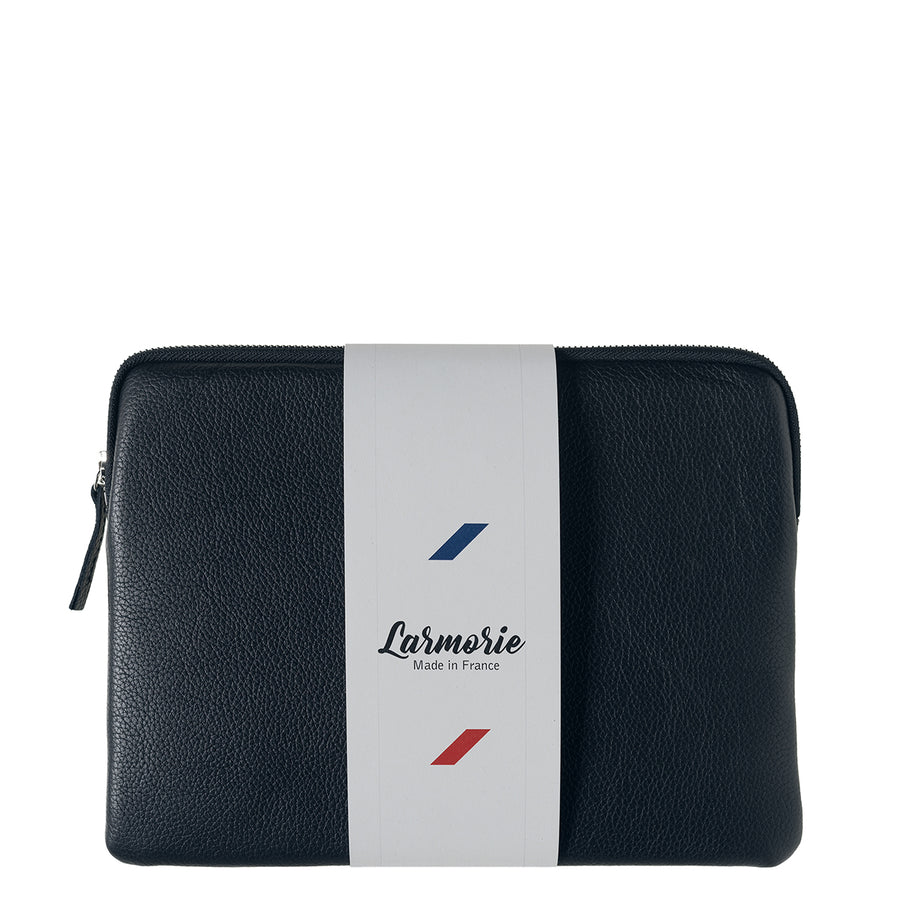 Guillaume Ipad pouch in Blue Moon grained leather 