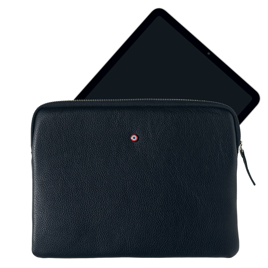 Guillaume Ipad pouch in Blue Moon grained leather 