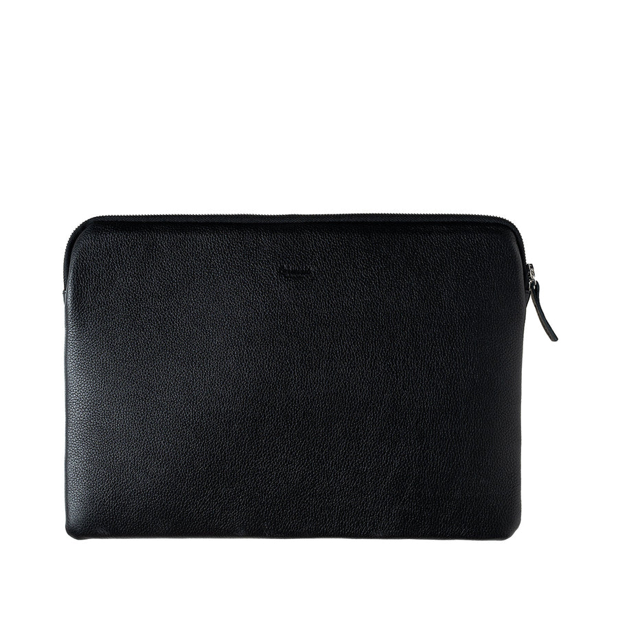 Pochette d'Ordinateur Gabriel Cuir Grainé Noir c'est Noir Personnalisée