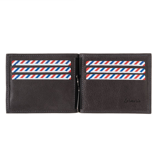 Hector Cuir Nubuck Portefeuille Italien Pince à Billets Nuage Gris
