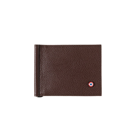 Hector Grained Leather Italian Wallet Money Clip Burnished Earth