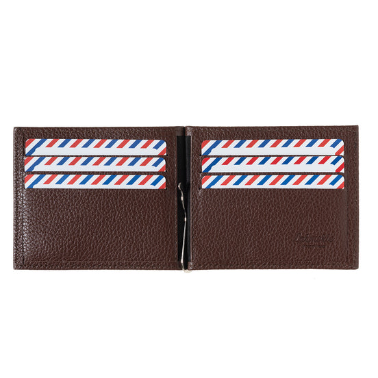 Hector Grained Leather Italian Wallet Money Clip Burnished Earth Personalized