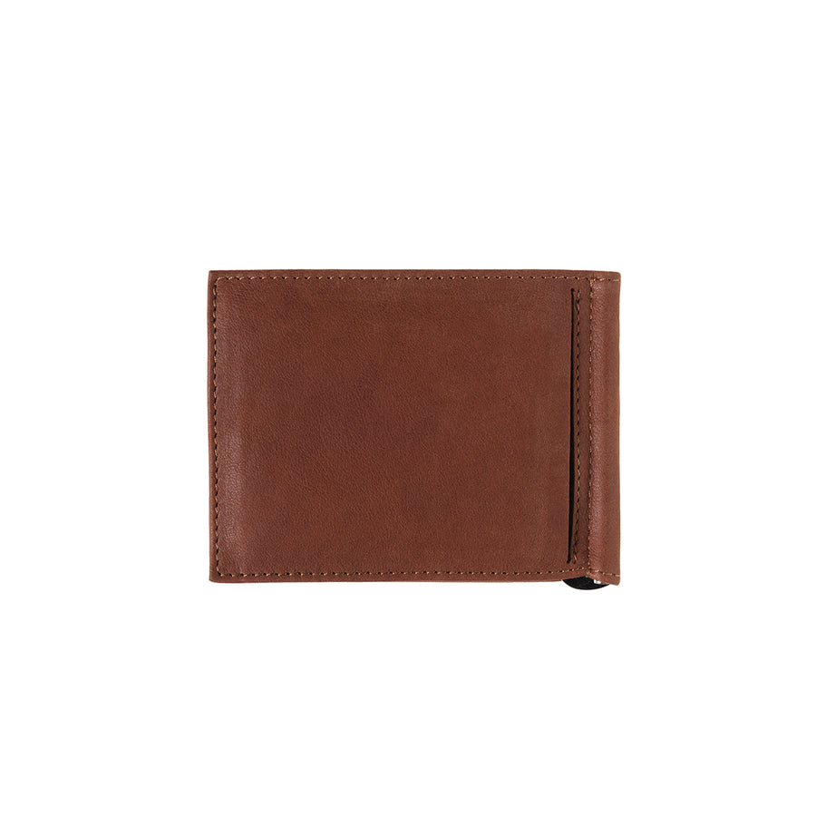 Hector Nubuck Leather Italian Wallet Money Clip Burnished Earth