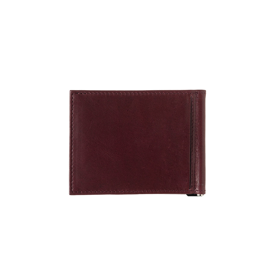 Hector Smooth Leather Italian Wallet Money Clip Red Vine