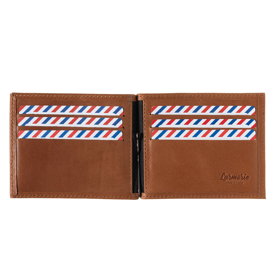 Hector Cuir Vintage Portefeuille Italien Pince à Billets Terre Brunie