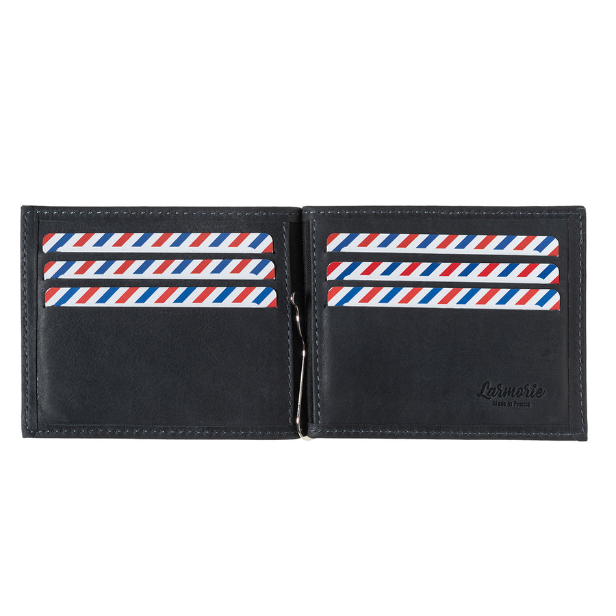 Hector Cuir Vintage Portefeuille Italien Pince à Billets Nuage gris