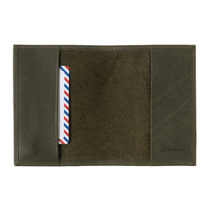 Louis Vintage Leather Passport Holder Green Wood