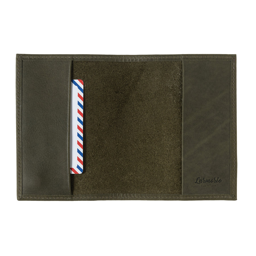 Louis Vintage Leather Passport Holder Green Wood