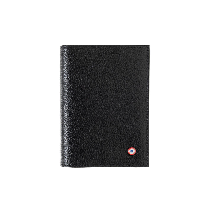 Louis Grained Leather Passport Holder Black is Black Personalized